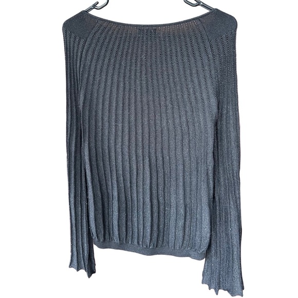 APT. 9 Long-Sleeve Metallic Ribbed Sheer Knit Top - Silver - Picture 2 of 6